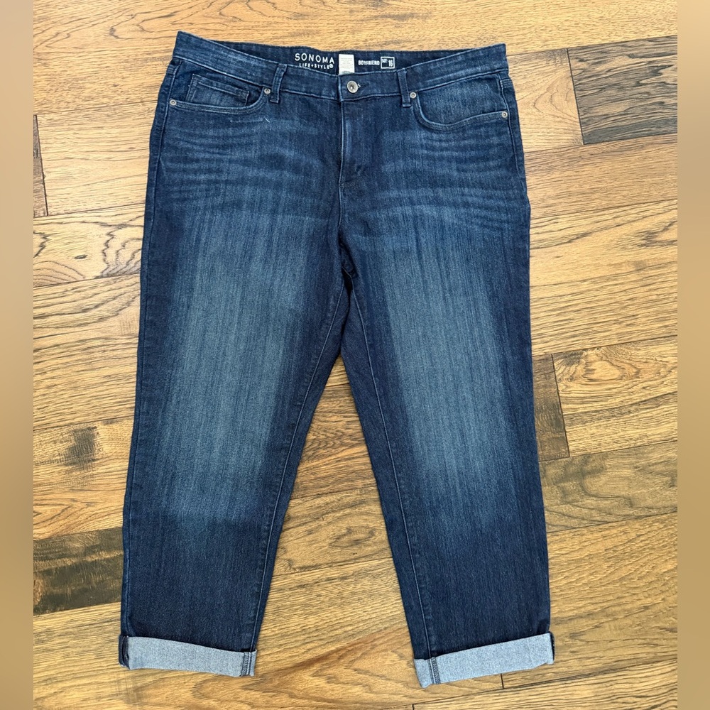 SONOMA Dark Blue Rolled Hem Boyfriend Jeans